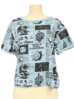 Vibe N Light Blue Zodiac Graphic Tee Shirt Large, Astrology Zodiac Print